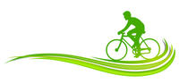 Bild vergrößern: Zu sehen ist ein/e Fahrradfahrer/in, das Bild ist ganz in Grün gehalten