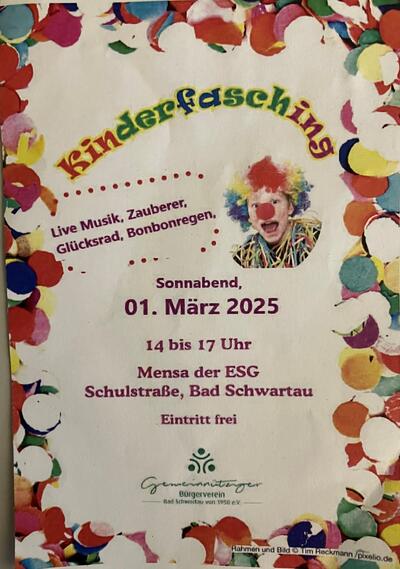 Interner Link: Zur Veranstaltung Kinderfasching vom Bürgerverein Bad Schwartau