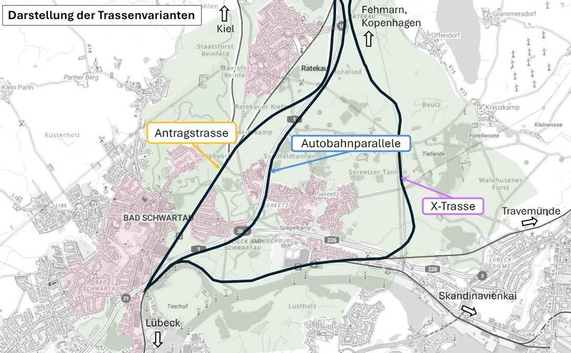 Bild vergr&ouml;&szlig;ern: Darstellung der Trassenvarianten